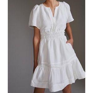 Anthropologie Somerset Linen Edition Mini Dress in White
